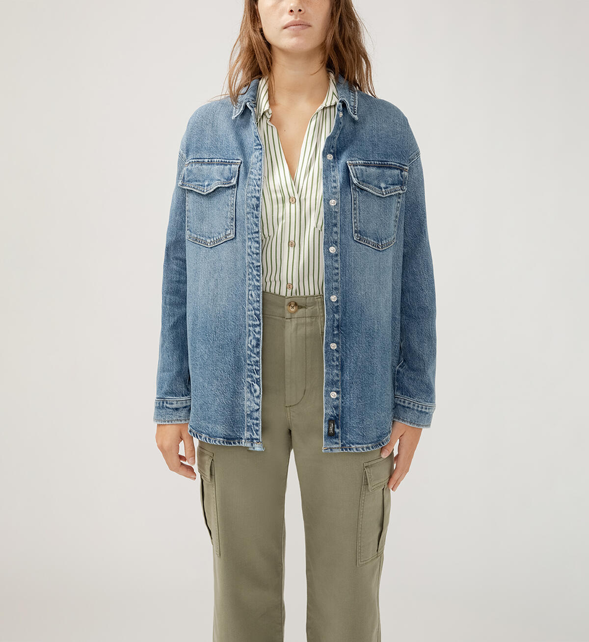 Silver Ladies Shirt Jacket