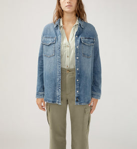 Silver Ladies Shirt Jacket